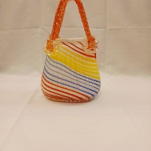 Vibrant Striped Glass Art Handbag